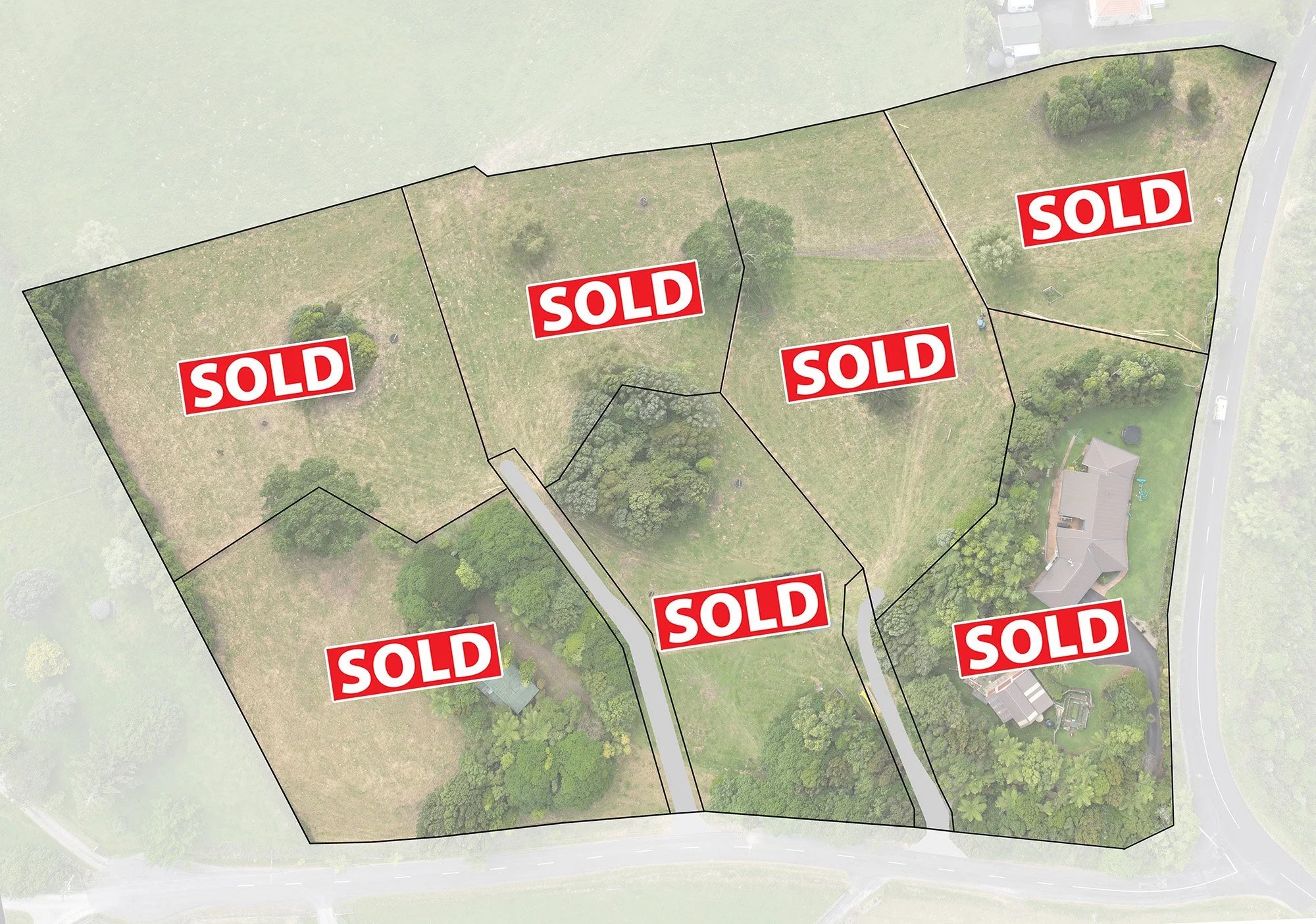 Waiata Rise lot diagram: all six lots sold